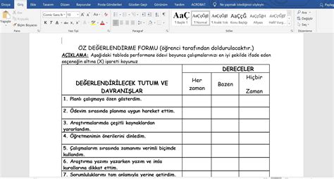 Eğitim Sonrası Değerlendirme